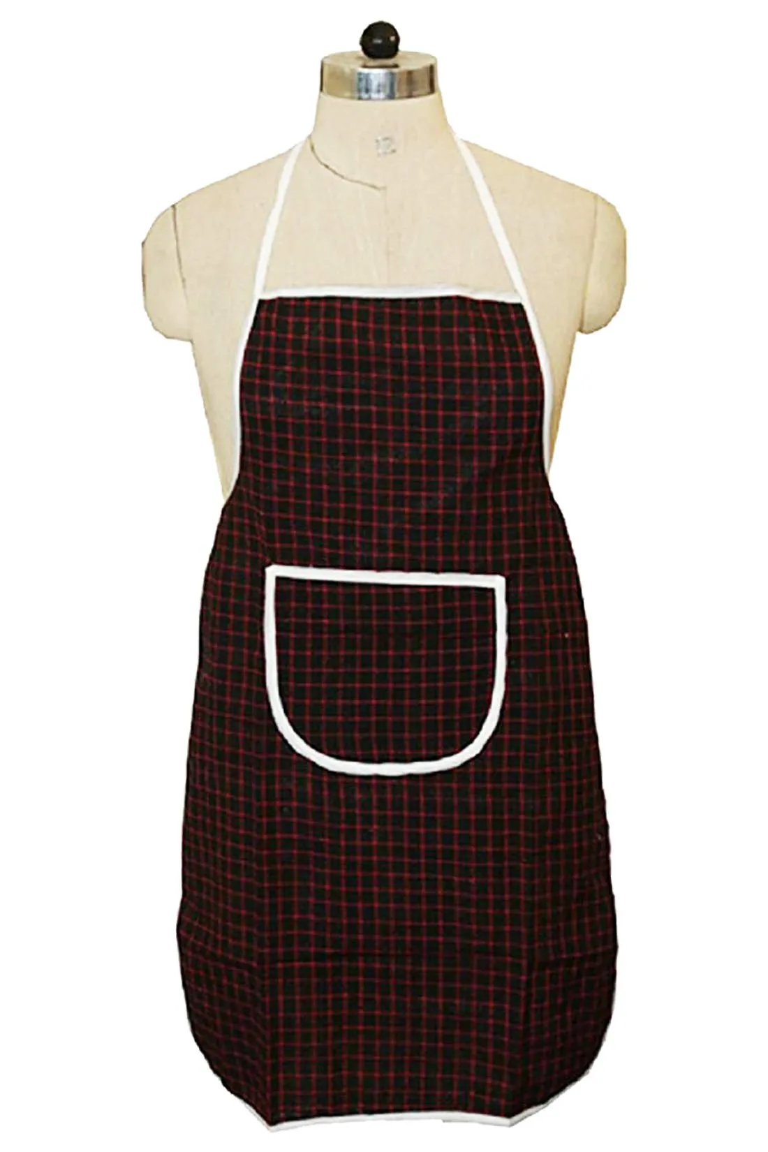 Kuber Industries Checkered Design 4 Pieces Cotton Kitchen Apron with Front Pocket (Multi)-CTKTC32670