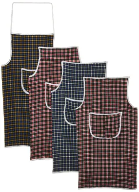 Kuber Industries Checkered Design 4 Pieces Cotton Kitchen Apron with Front Pocket (Multi)-CTKTC32670