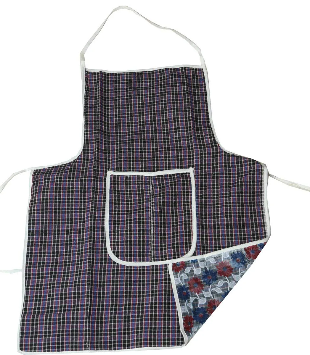 Kuber Industries Checkered Design 4 Pieces Cotton Kitchen Apron with Front Pocket (Multi)-CTKTC32670