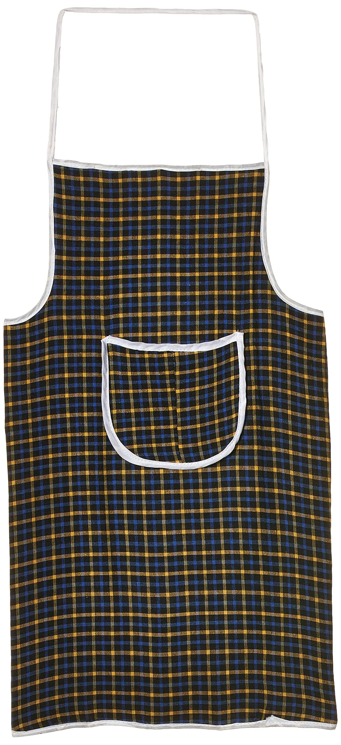 Kuber Industries Checkered Design 4 Pieces Cotton Kitchen Apron with Front Pocket (Multi)-CTKTC32670