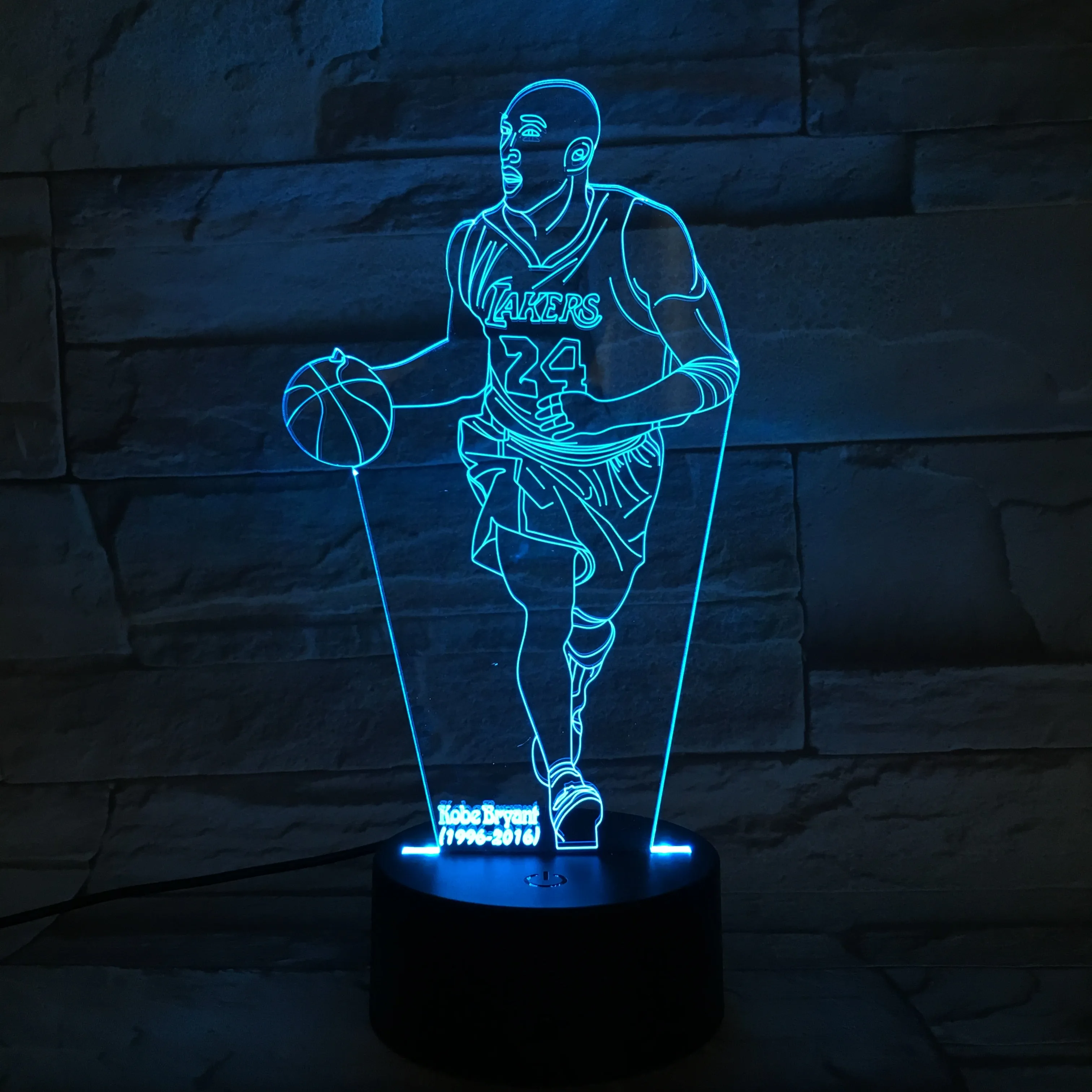 Los Angeles Lakers Number 24 Kobe Bryant 3D lamp souvenir-1/3/7/16 colors lamp base