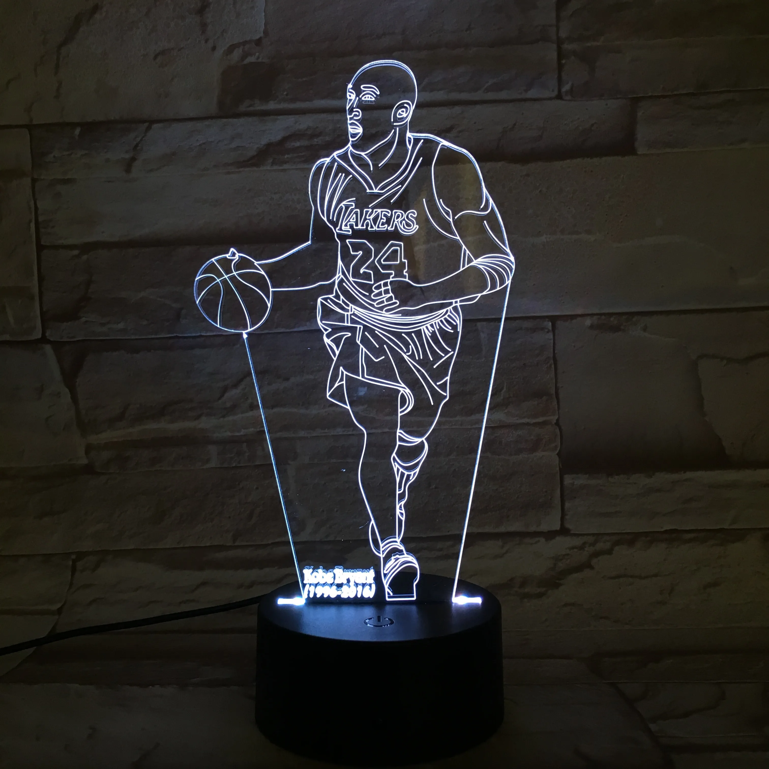 Los Angeles Lakers Number 24 Kobe Bryant 3D lamp souvenir-1/3/7/16 colors lamp base