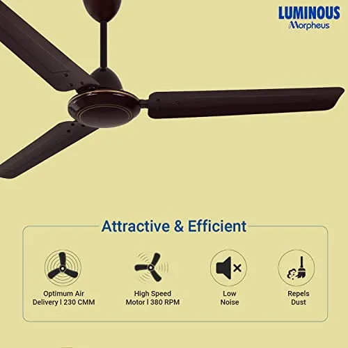 LUMINOUS Morpheus1200MM Star-rated BEE Certified Energy Efficient 52-Watt High Speed Ceiling Fan (Brown)