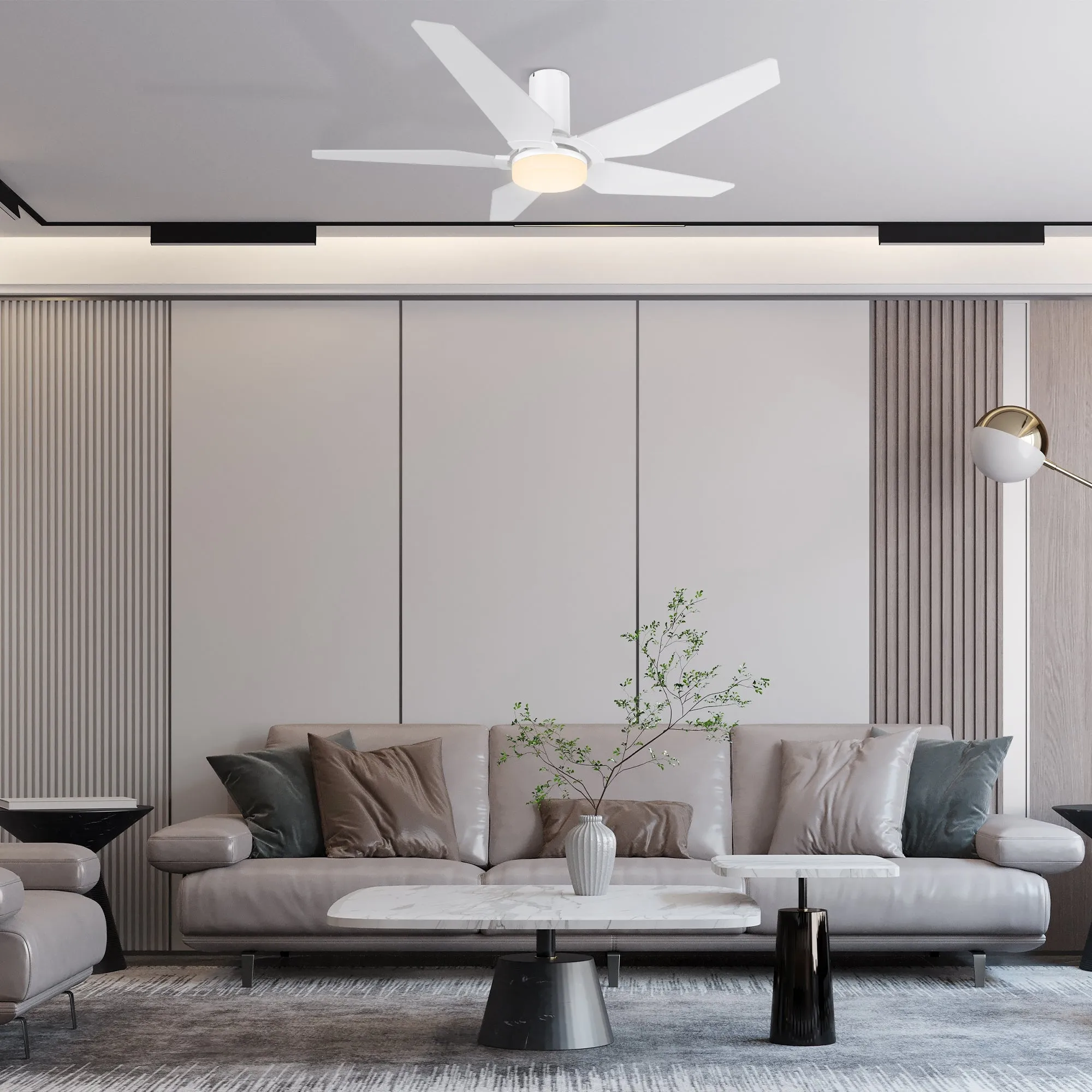 Maclean Low Profile Ceiling Fan with Light and Remote 48 inch