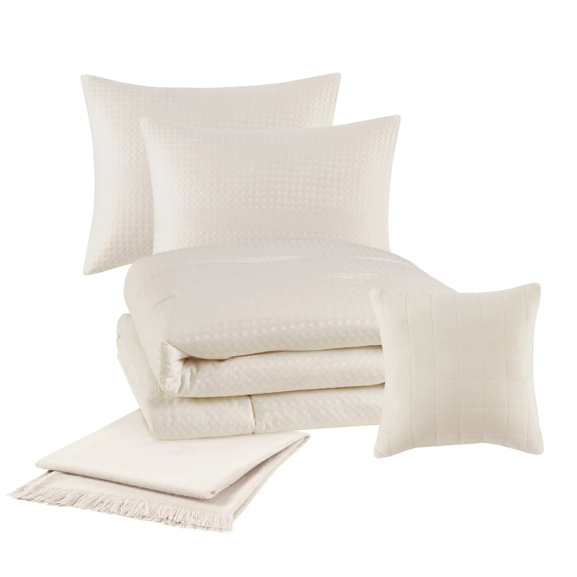 Mainstays MS9344409622-24 5 Piece Ivory Waffle Comforter Set, King