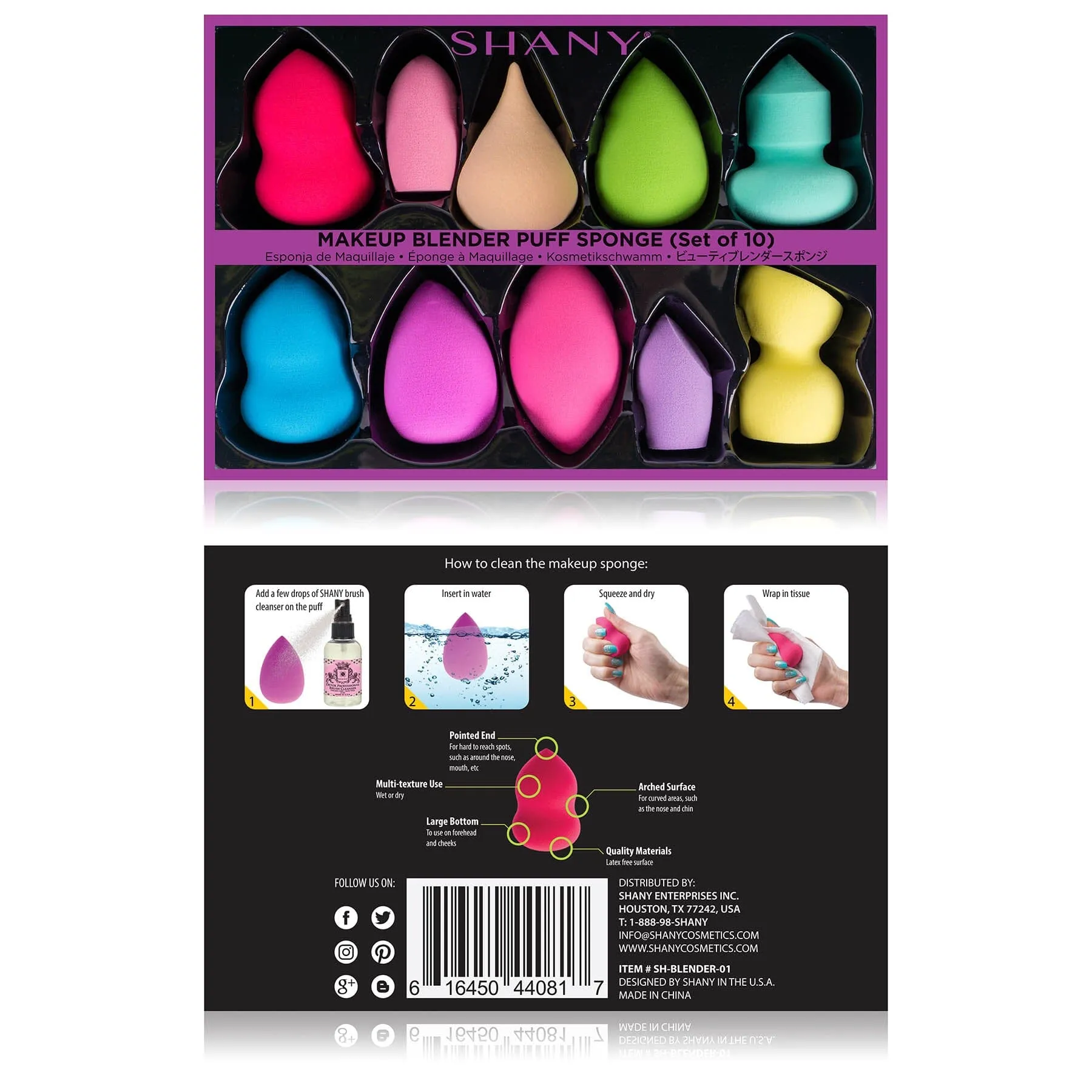 Makeup Blender Puff Sponge Set of 10 Latex-free Sponges