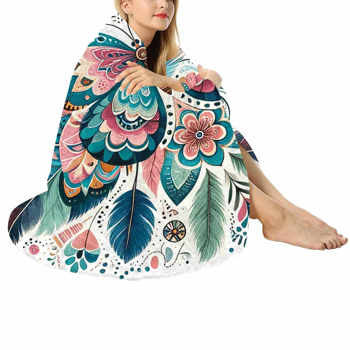 Mandella_Butterfly_Awd35154  Circular Micro Fleece Blanket 47"