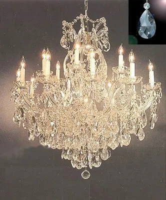 Maria Theresa Crystal Chandelier Lighting Chandeliers Dressed with  Diamond Cut Crystal! H 38" W 37" - Finish: Matte Silver - A83-B71/SILVER/21510/15 1