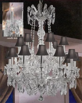 Maria Theresa Crystal Chandelier W/ Swarovski Crystal Chandeliers Lighting With Black Shades 30"X28" - A83-Sc/Blackshades/Silver/152/18Sw