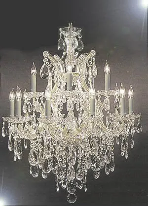 Maria Theresa Swarovski Crystal Trimmed Chandelier H30" X W28" - A83-Silver/21532/12 1Sw