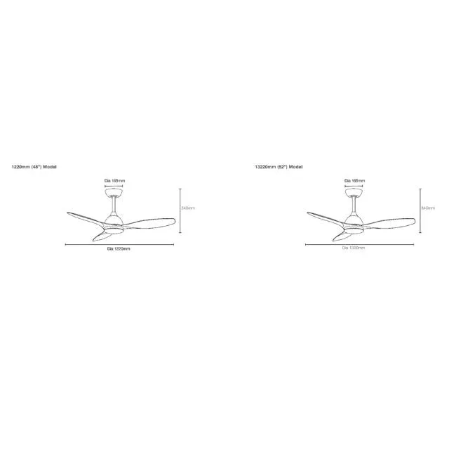 Martec Elite DC 1320mm Ceiling Fan with LED Light Matt White