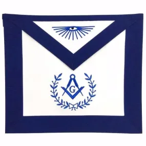 Master Mason Blue Lodge Apron - White & Navy Blue Various Materials