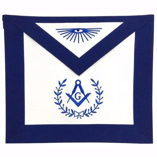 Master Mason Blue Lodge Apron - White & Navy Blue Various Materials