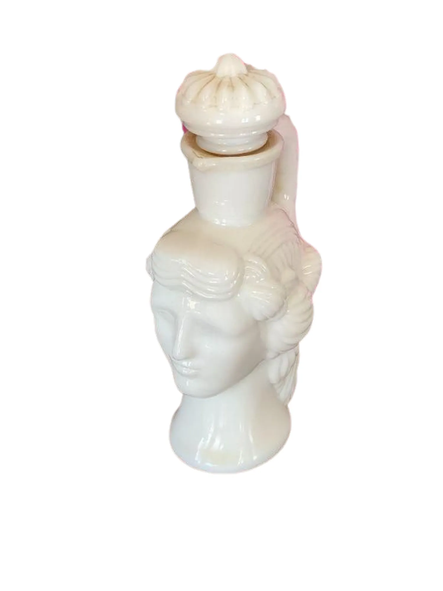 Milk Glass Lady Perfume Bottle, Avon, Vintage