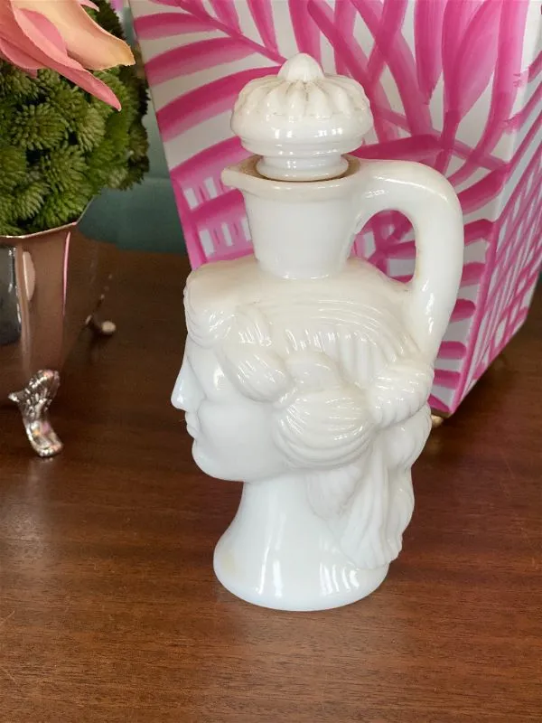 Milk Glass Lady Perfume Bottle, Avon, Vintage