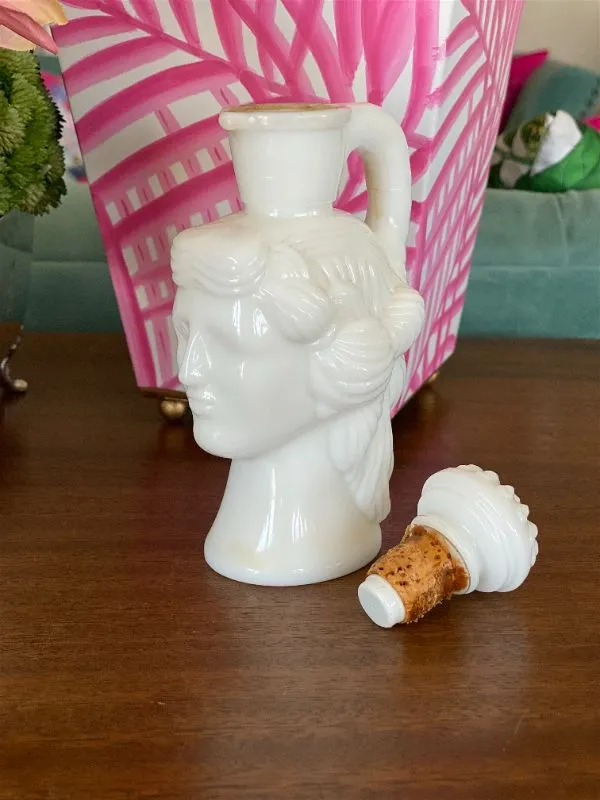 Milk Glass Lady Perfume Bottle, Avon, Vintage