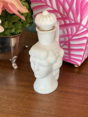 Milk Glass Lady Perfume Bottle, Avon, Vintage