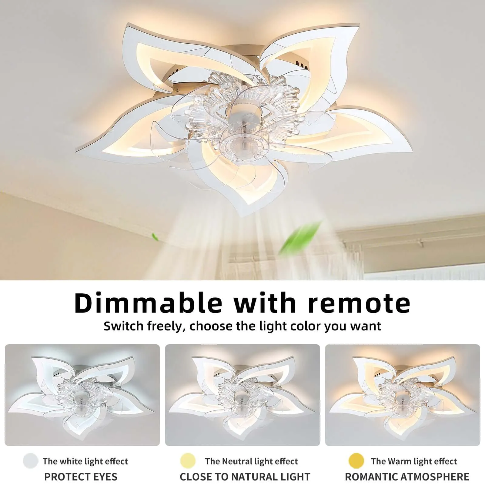 Modern 27 inch LED Ceiling Fan - Remote & Dimmable Light