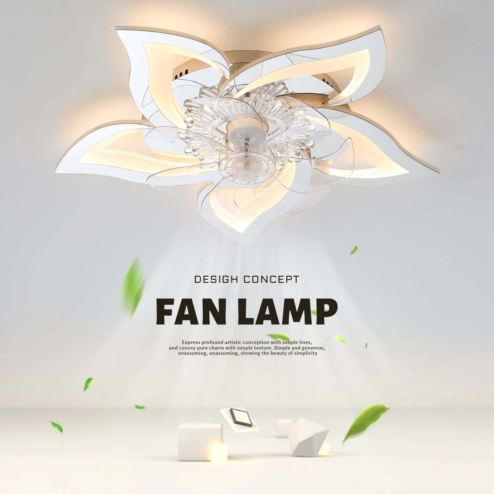 Modern 27 inch LED Ceiling Fan - Remote & Dimmable Light