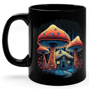 Mushroom Coffee Mug Cottagecore Forest Cabin House