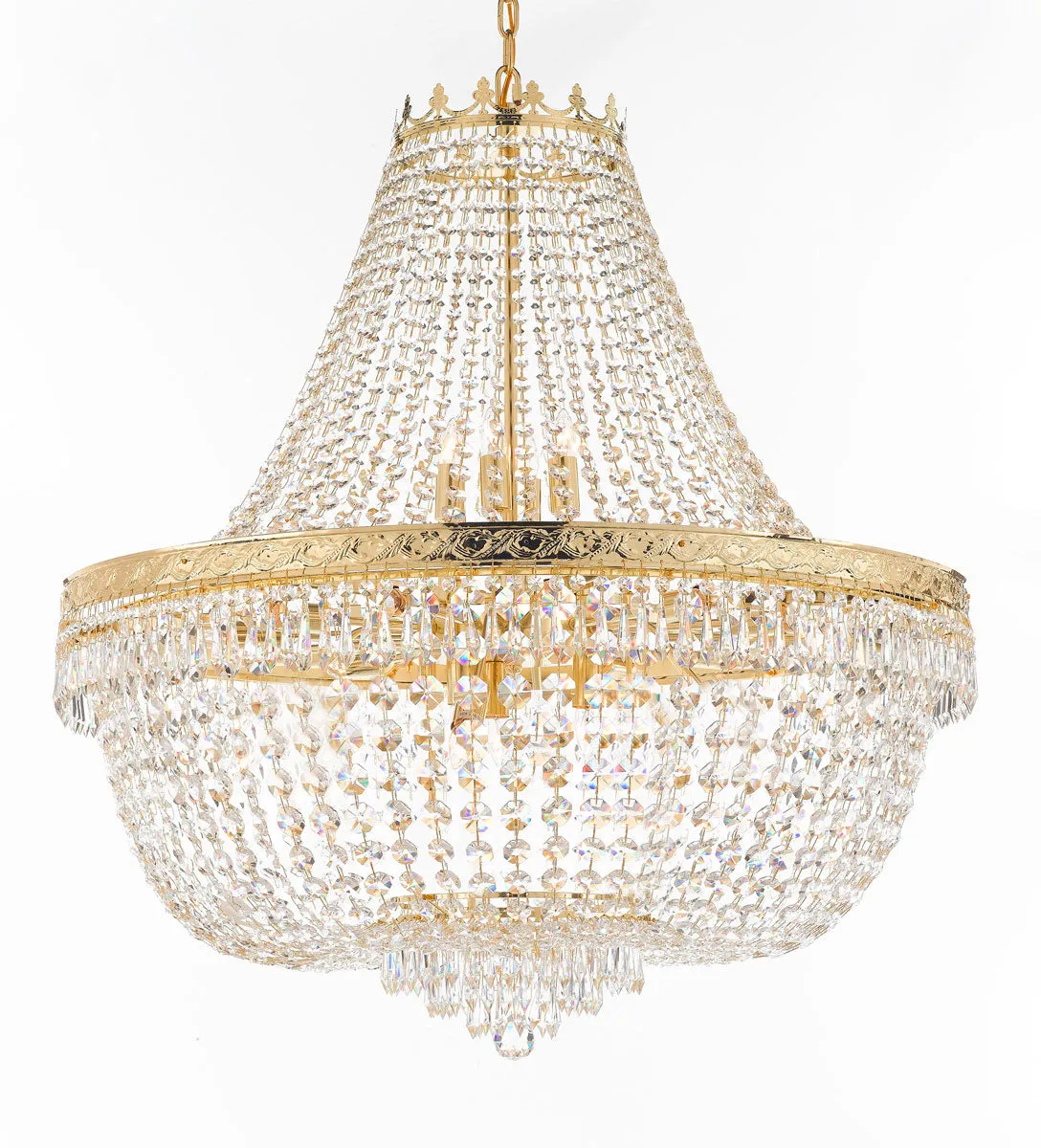 Nail Salon French Empire Crystal Chandelier Chandeliers Lighting - Great for the Dining Room, Foyer, Entryway, Family Room, Bedroom, Living Room and More! H 36" W 36" 25 Lights - G93-H36/CG/4199/25