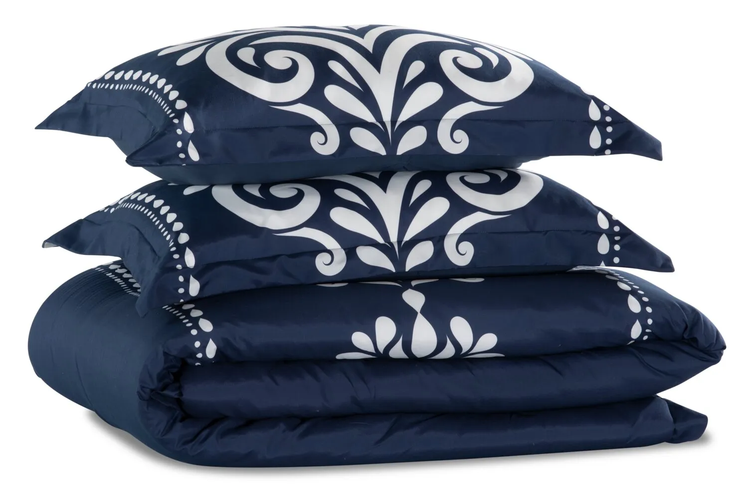 Navy Damask 3-Piece Full/Queen Comforter Set