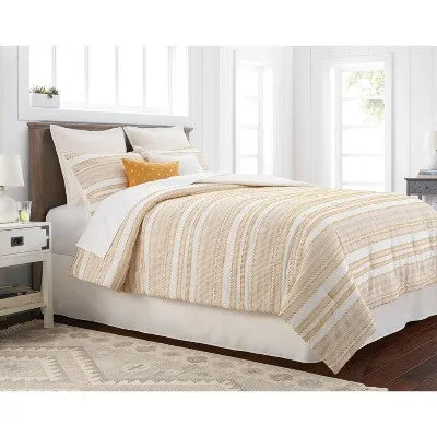 New - 8pc Queen Whately Comforter Set Yellow/Off-White - Threshold