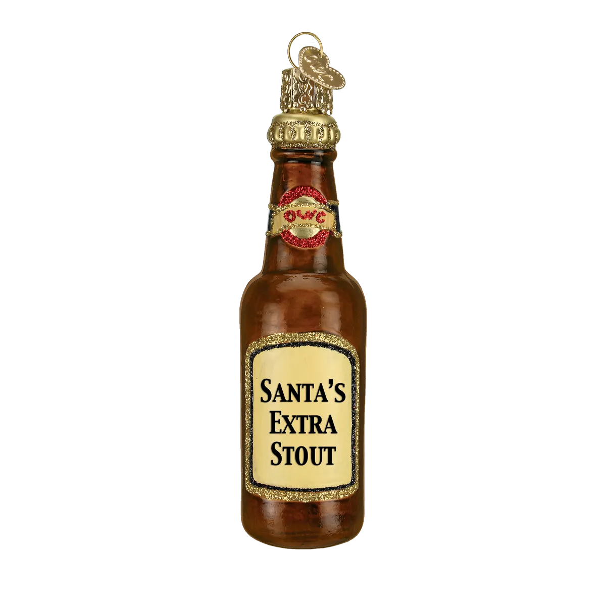 Old World Christmas Santa's Beer Bottle Glass Christmas Ornament