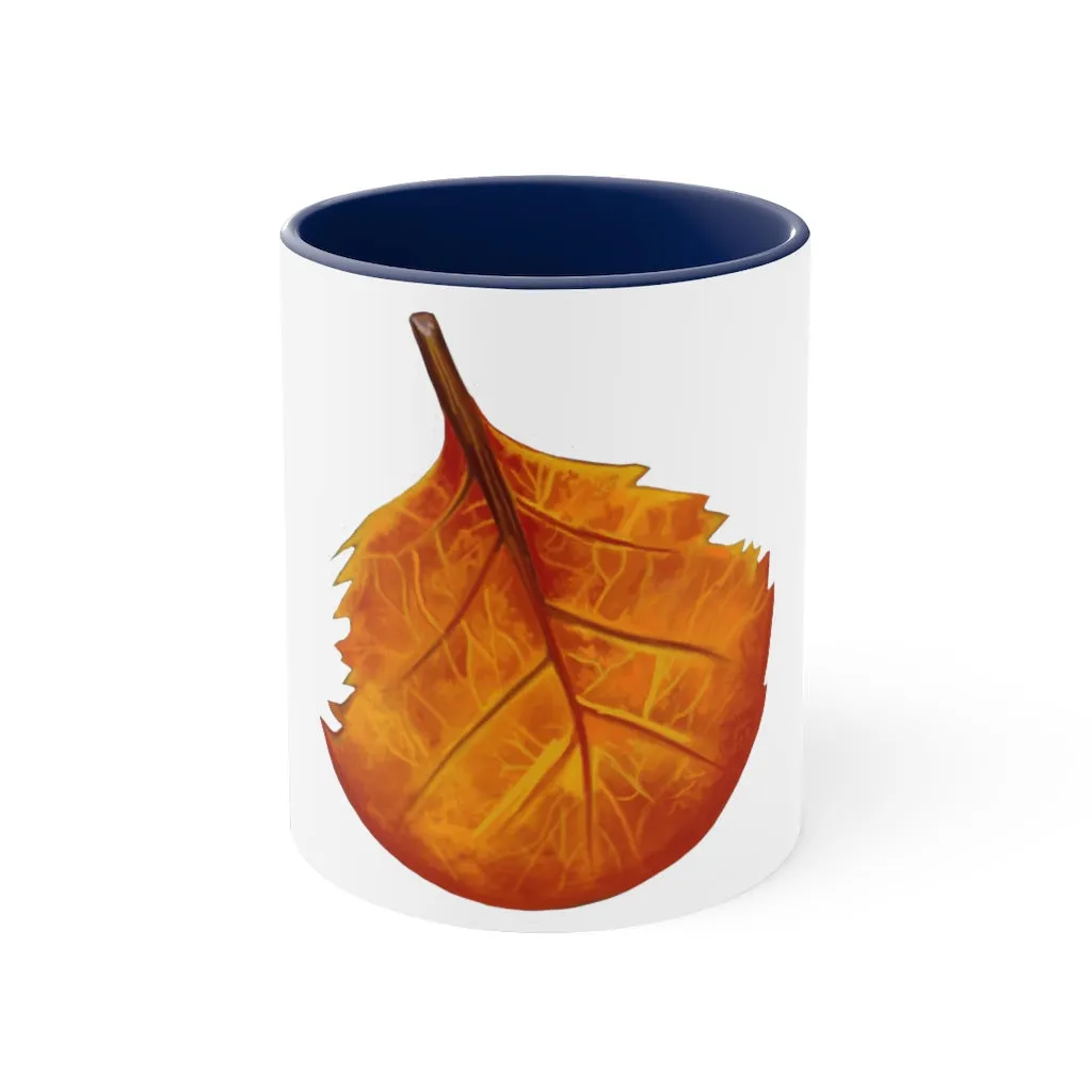 Orange Leaf Accent Coffee Mug, 11oz