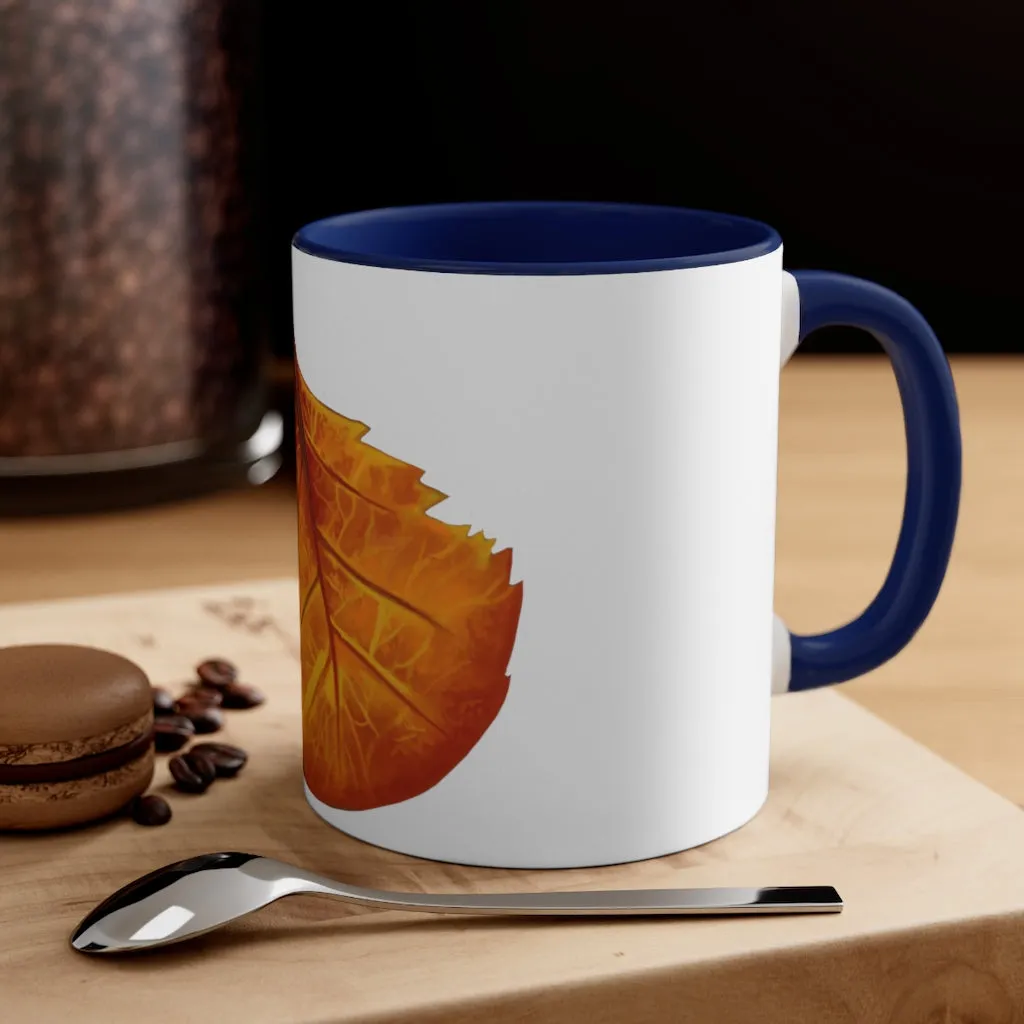 Orange Leaf Accent Coffee Mug, 11oz