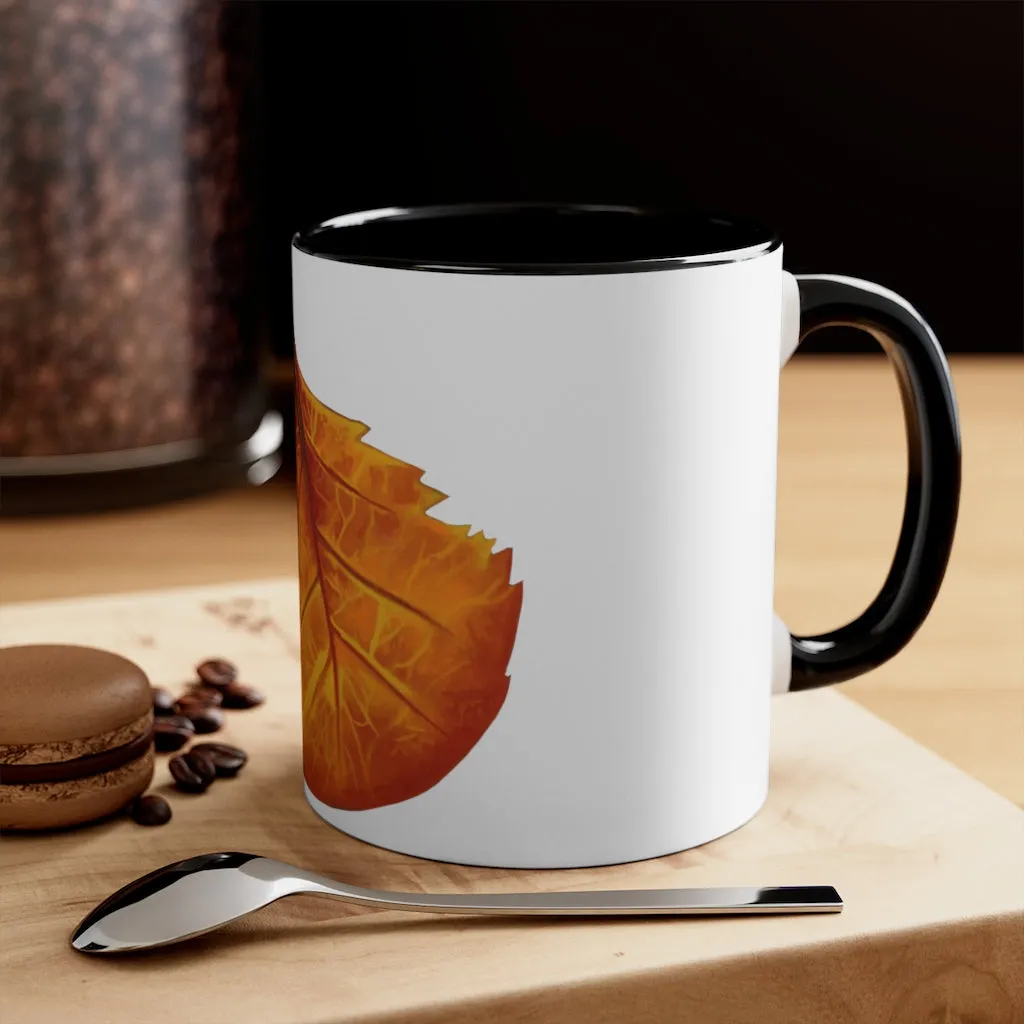 Orange Leaf Accent Coffee Mug, 11oz