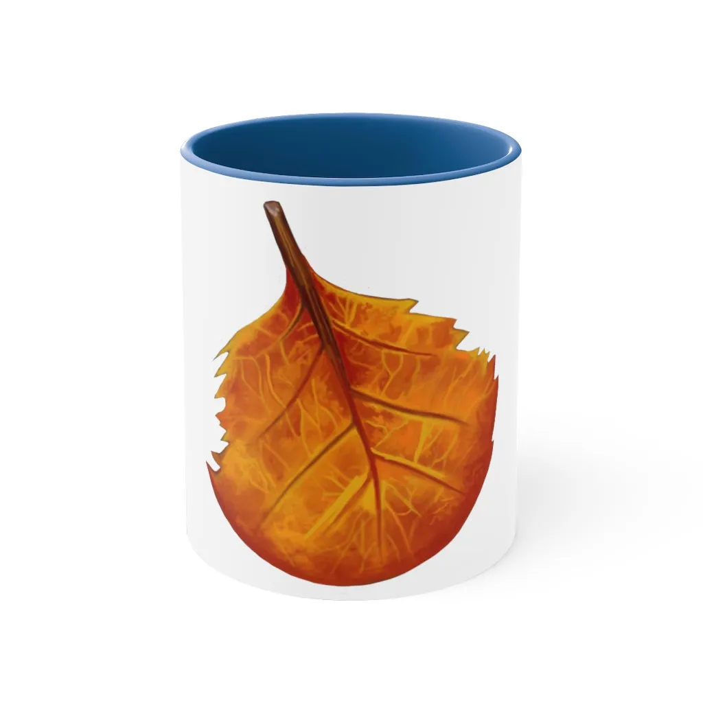 Orange Leaf Accent Coffee Mug, 11oz