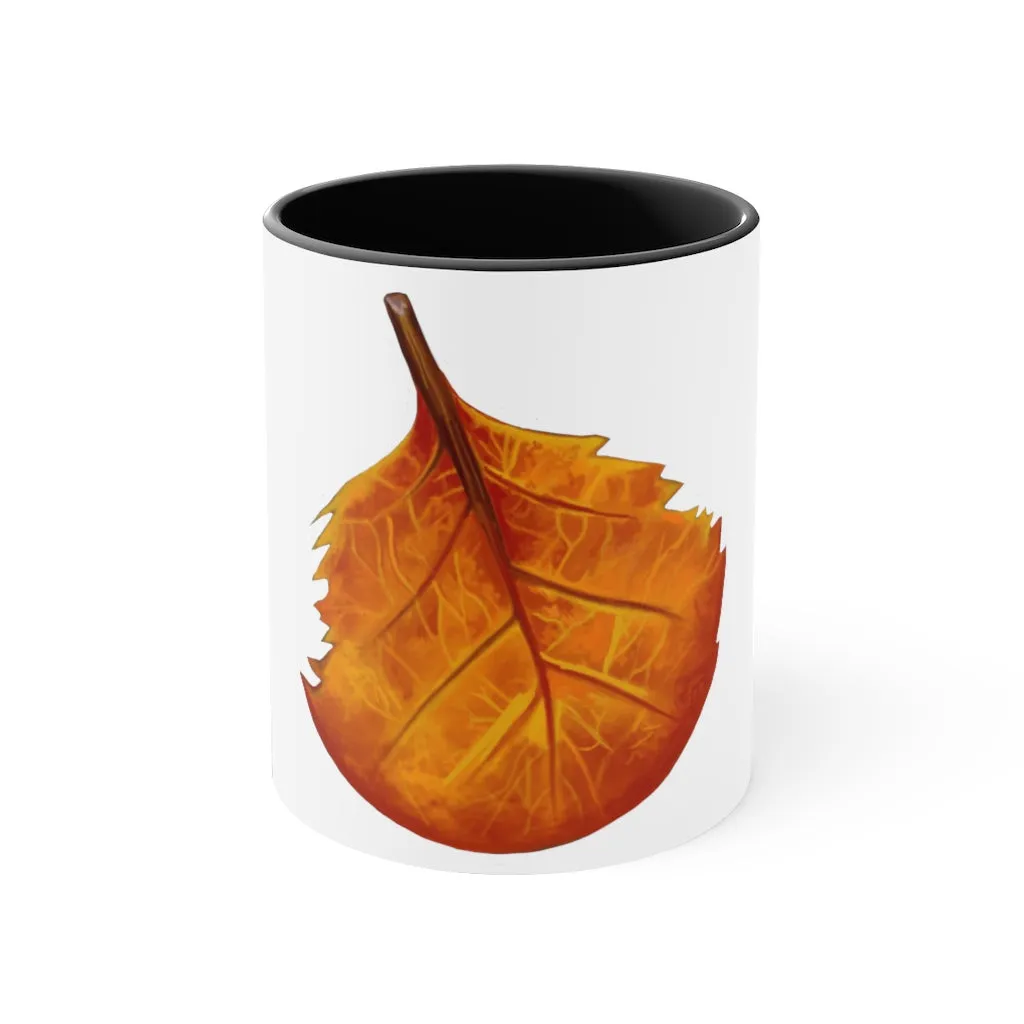 Orange Leaf Accent Coffee Mug, 11oz