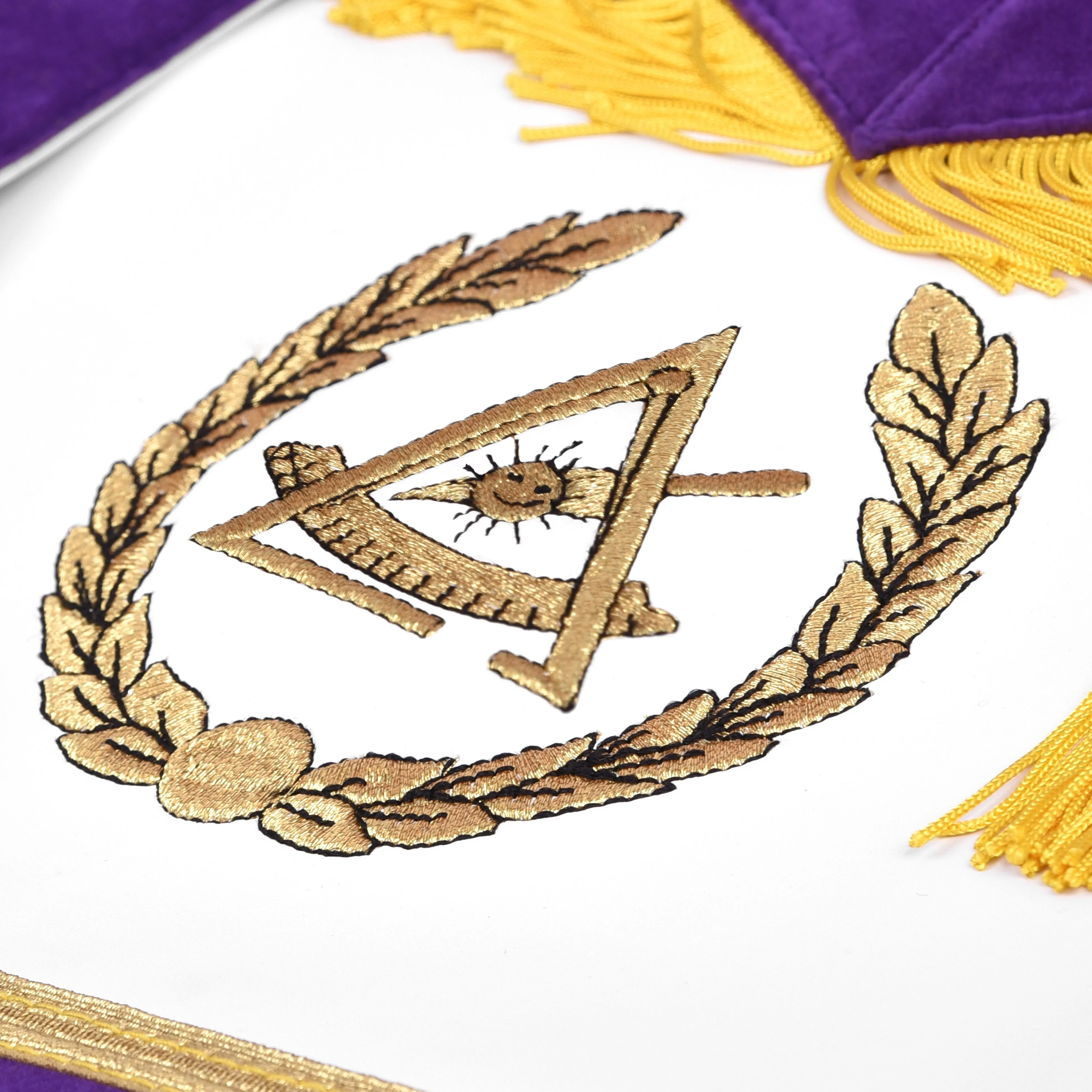 Past Grand Thrice Illustrious Master Royal & Select Masters English Regulation Apron - Purple Borders With Tassels