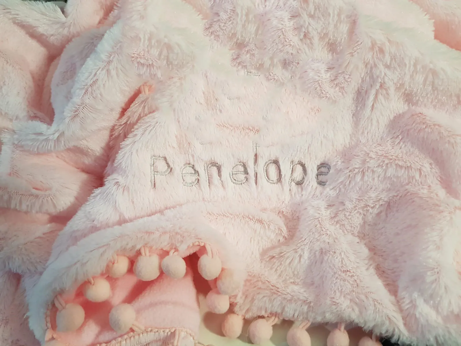 Personalised Pet blanket soft fluffy with  pom-pom