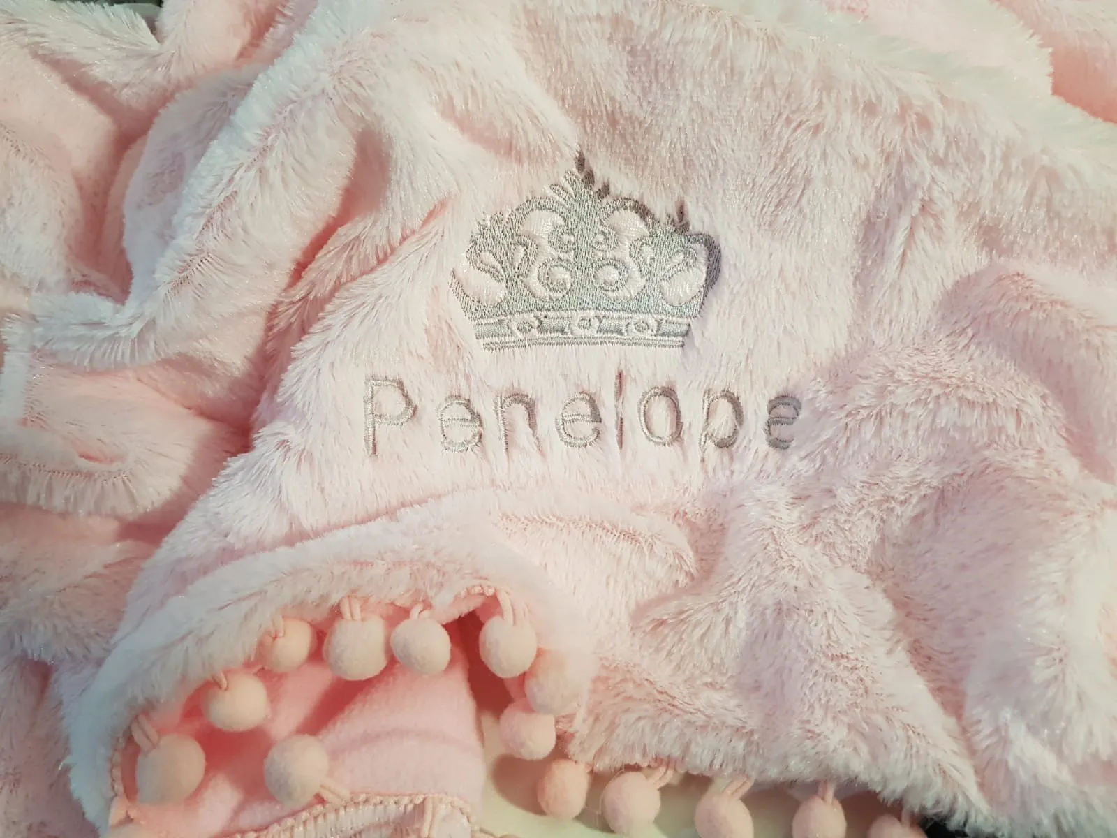 Personalised Pet blanket soft fluffy with  pom-pom