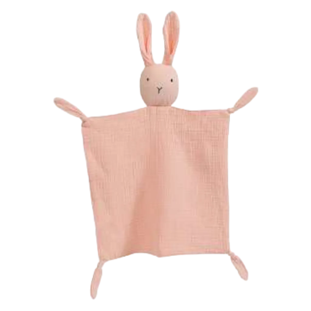 Personalised Pink Bunny Muslin Baby Comforter