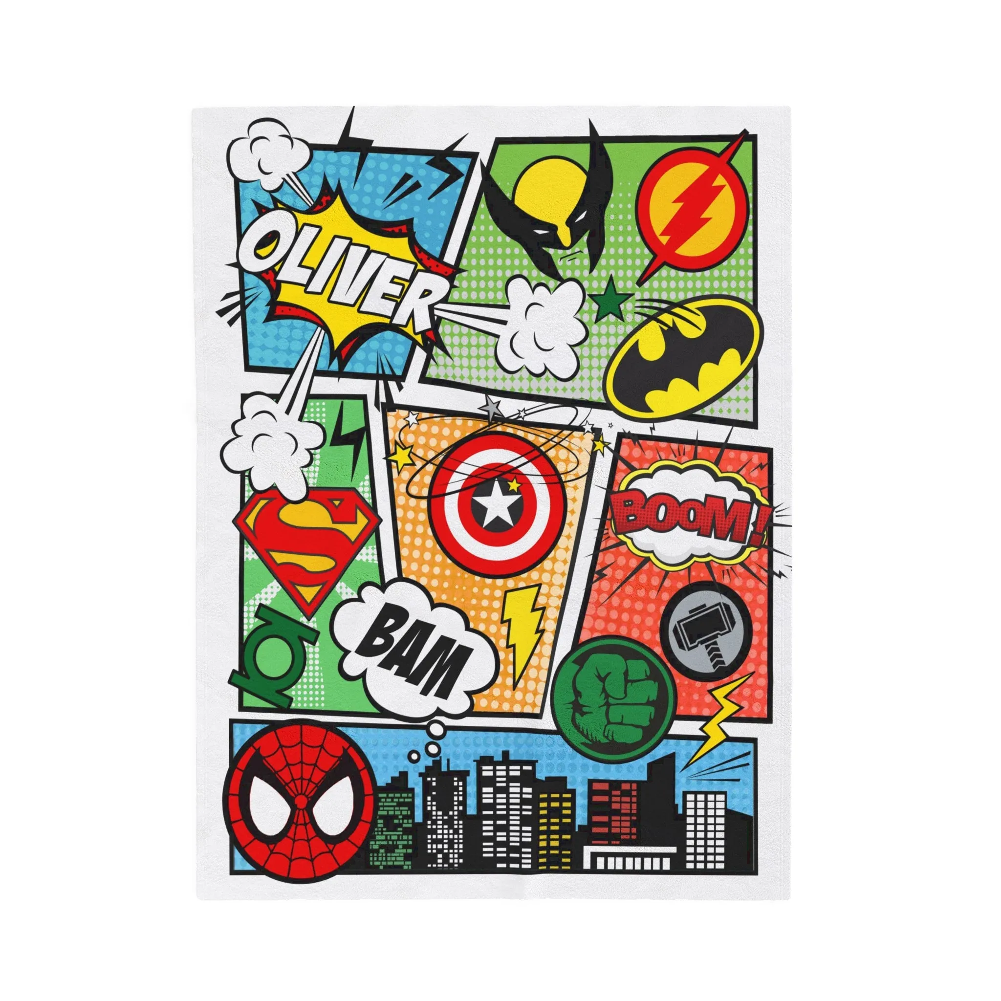 Personalized Comics Blanket - Superhero Comics Name Blanket for Girls