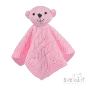 Pink Cable Knit Elegance Bear Comforters (PK6) ACO12-P