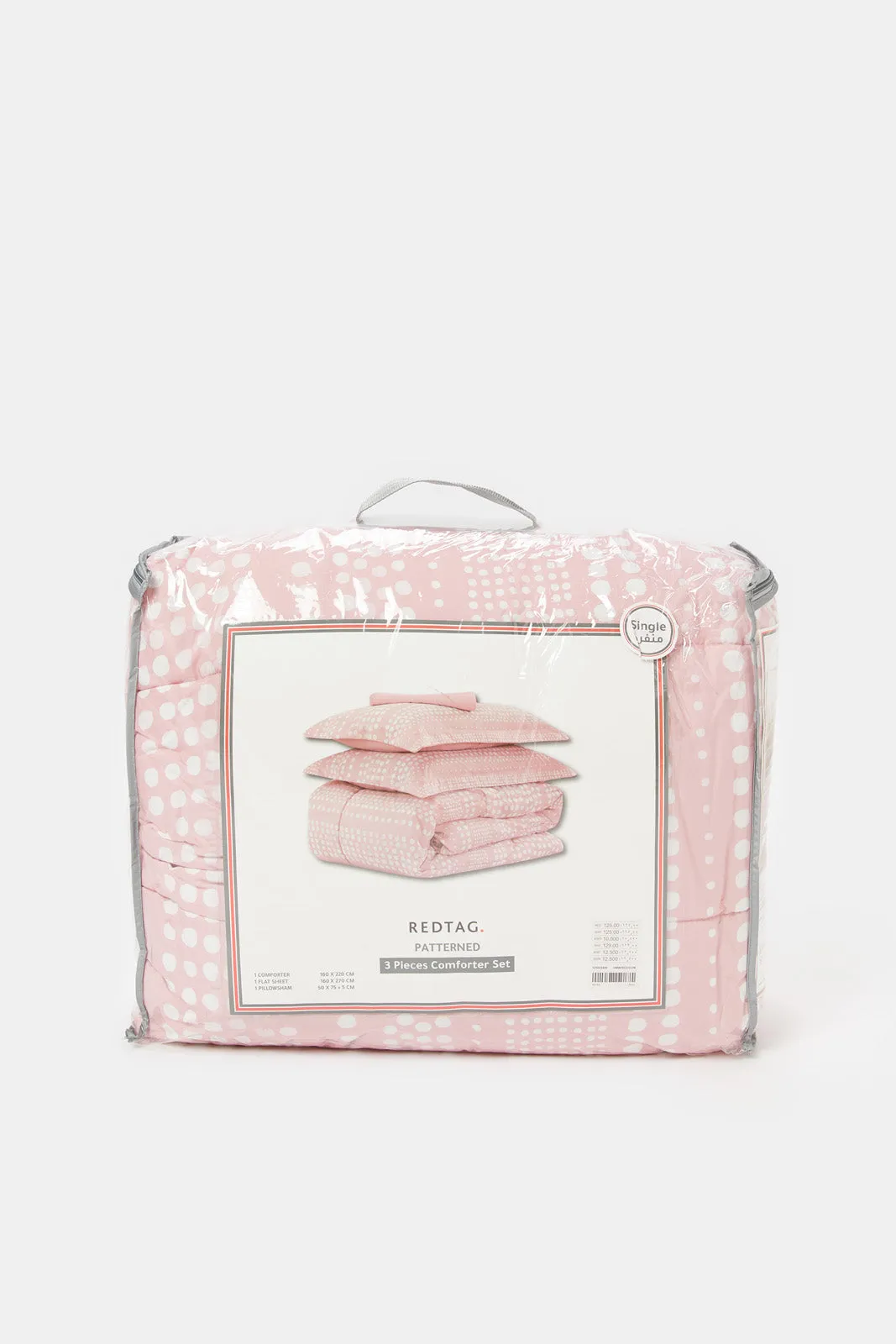 Pink Polka Dot Printed 3 Piece Comforter Set (Single Size)