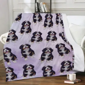 Plush Throw Blanket - Lavender Bernedoodle