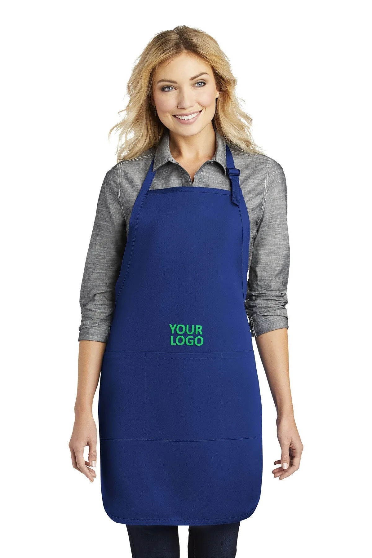 Port Authority Easy Care Full-Length Branded Aprons with Stain Release, Royal