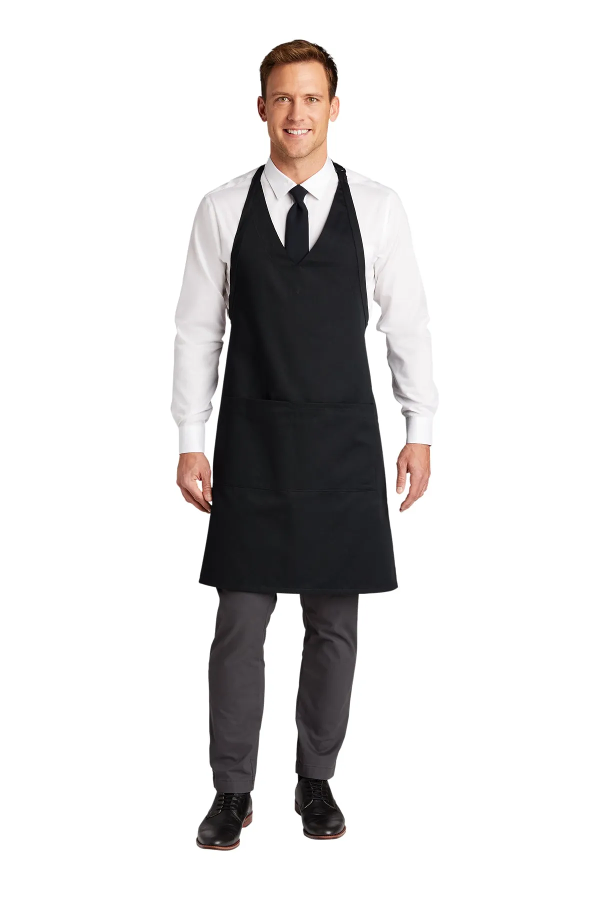 Port Authority Easy Care Tuxedo Branded Aprons with Stain Release, Black