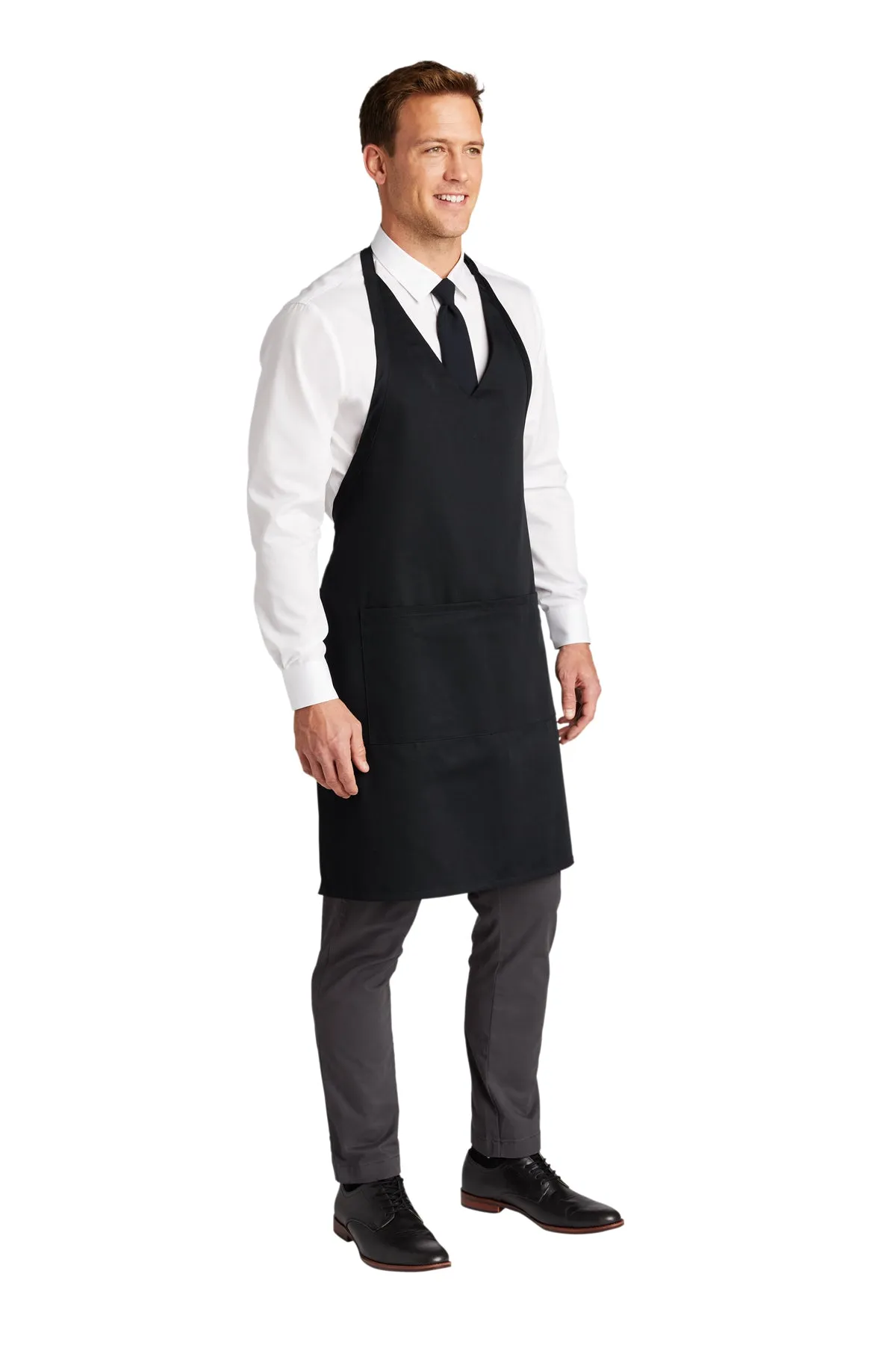 Port Authority Easy Care Tuxedo Branded Aprons with Stain Release, Black