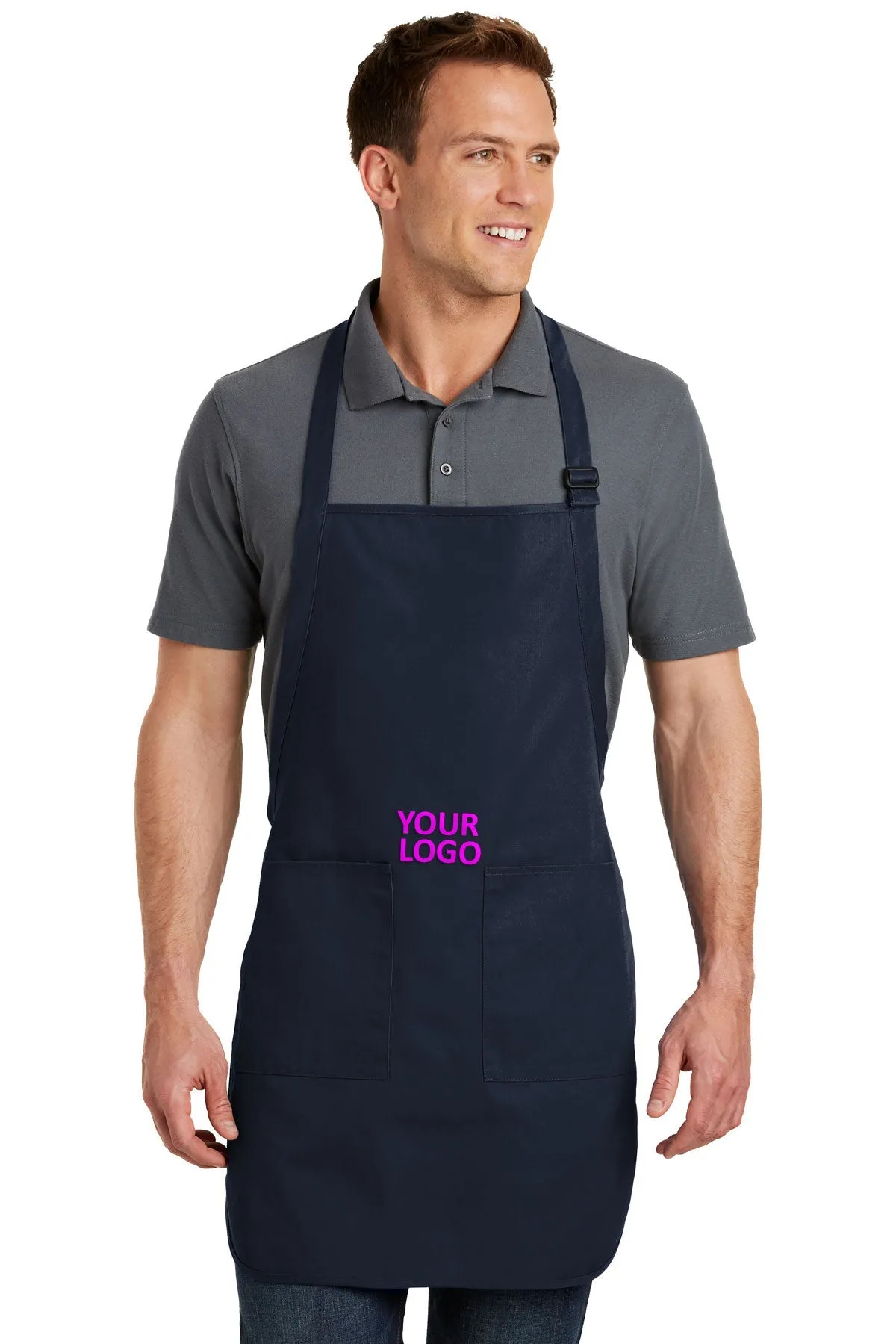 Port Authority Full-Length Custom Aprons with Pockets, Navy