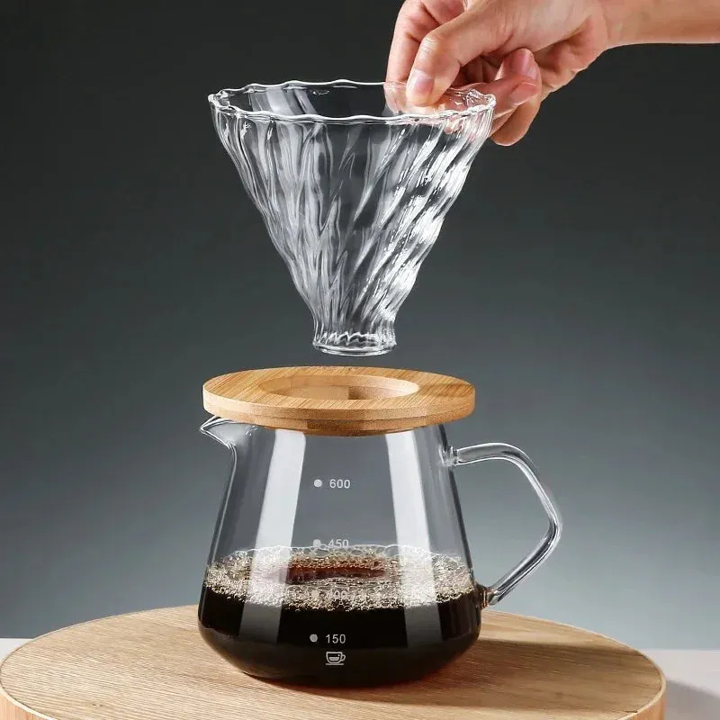 Pour Over Coffee Maker Set Glass Carafe Coffee with Glass Coffee Filter