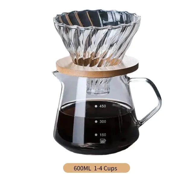 Pour Over Coffee Maker Set Glass Carafe Coffee with Glass Coffee Filter