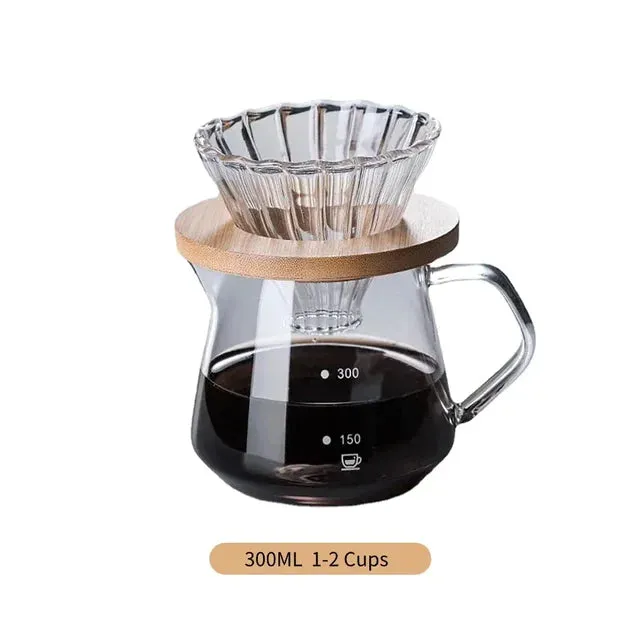 Pour Over Coffee Maker Set Glass Carafe Coffee with Glass Coffee Filter