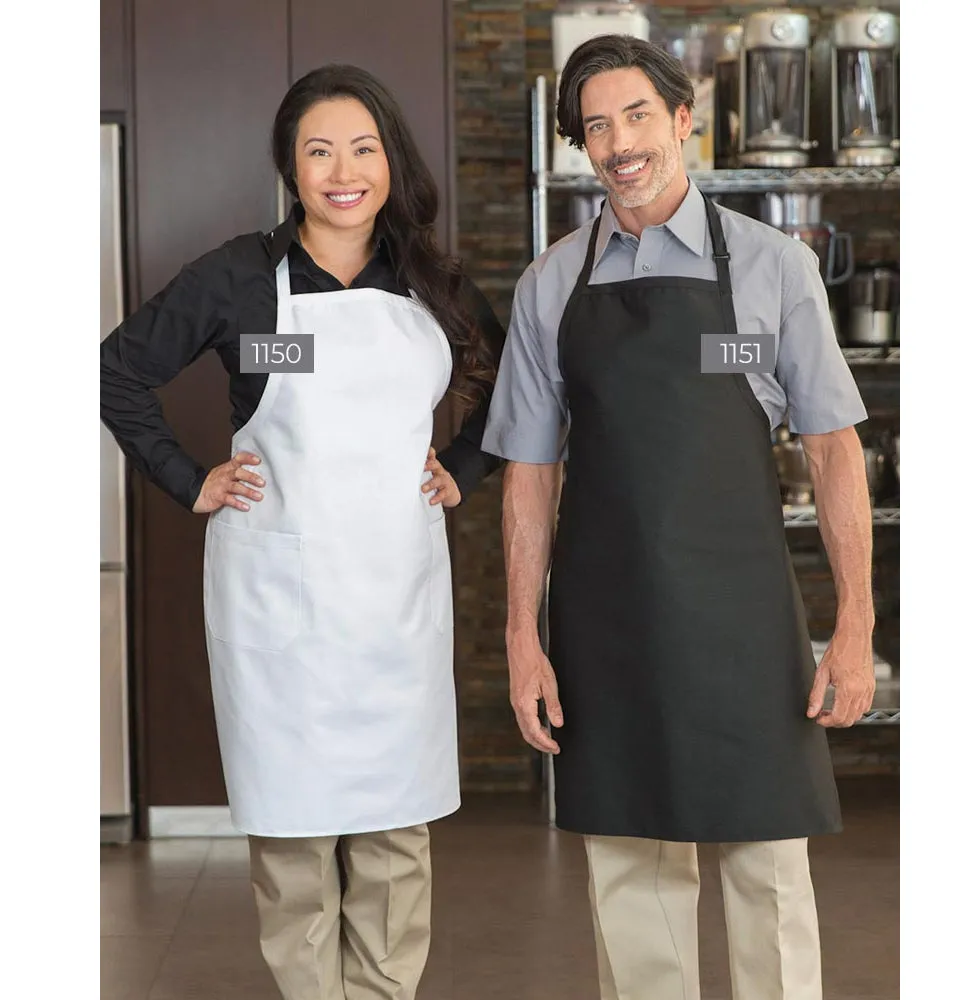 Premium Uniform 1150-BK 34" x 29" Black Designer Bib Apron with 2 Pockets