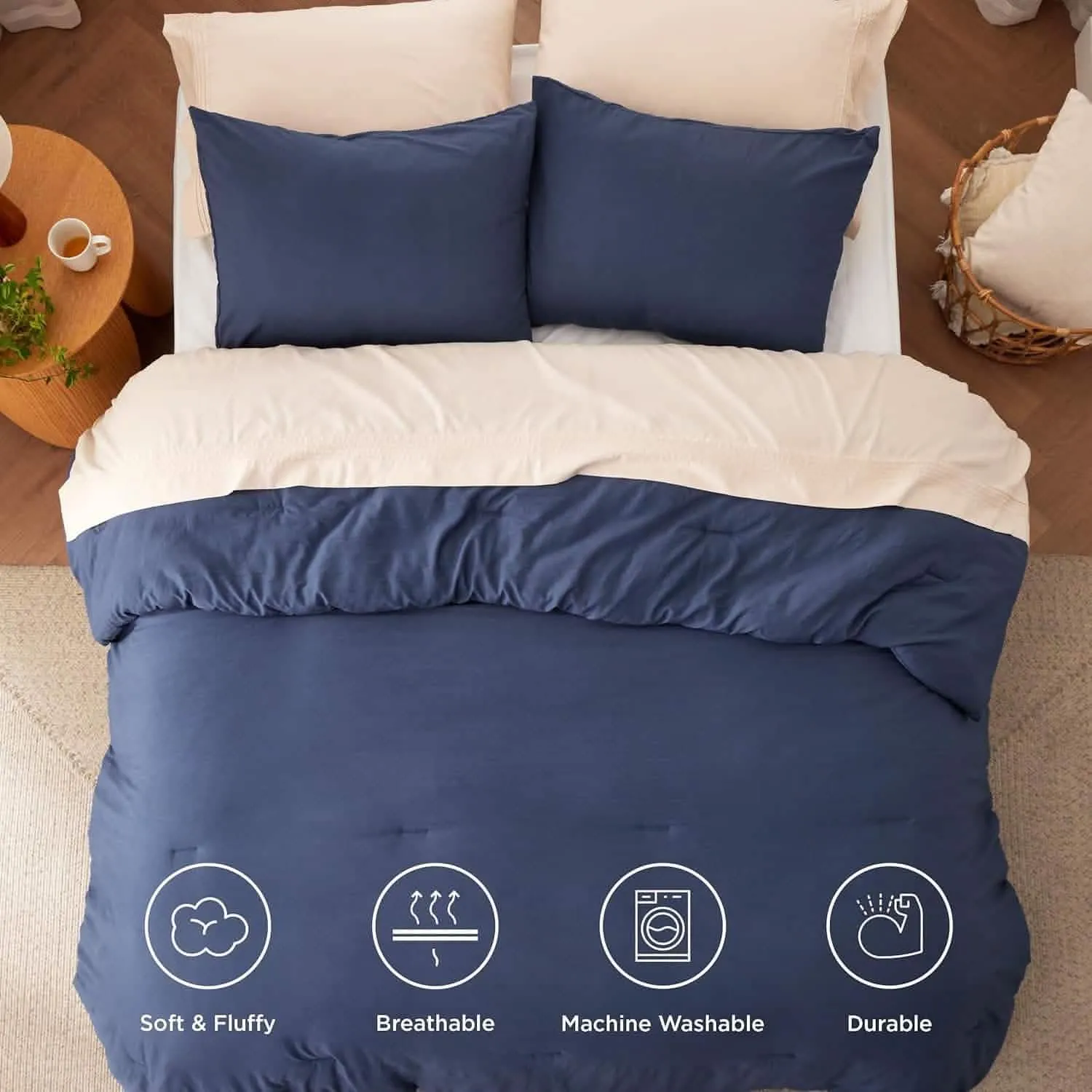 Prewashed Reversible Comforter Set